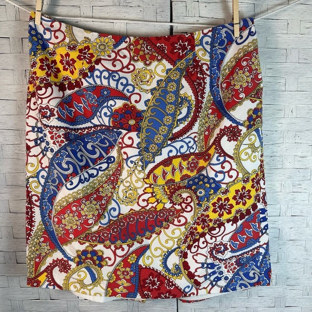 Talbots Paisley Print Skirt canvas, colorful, spring preppy, nautical plus size